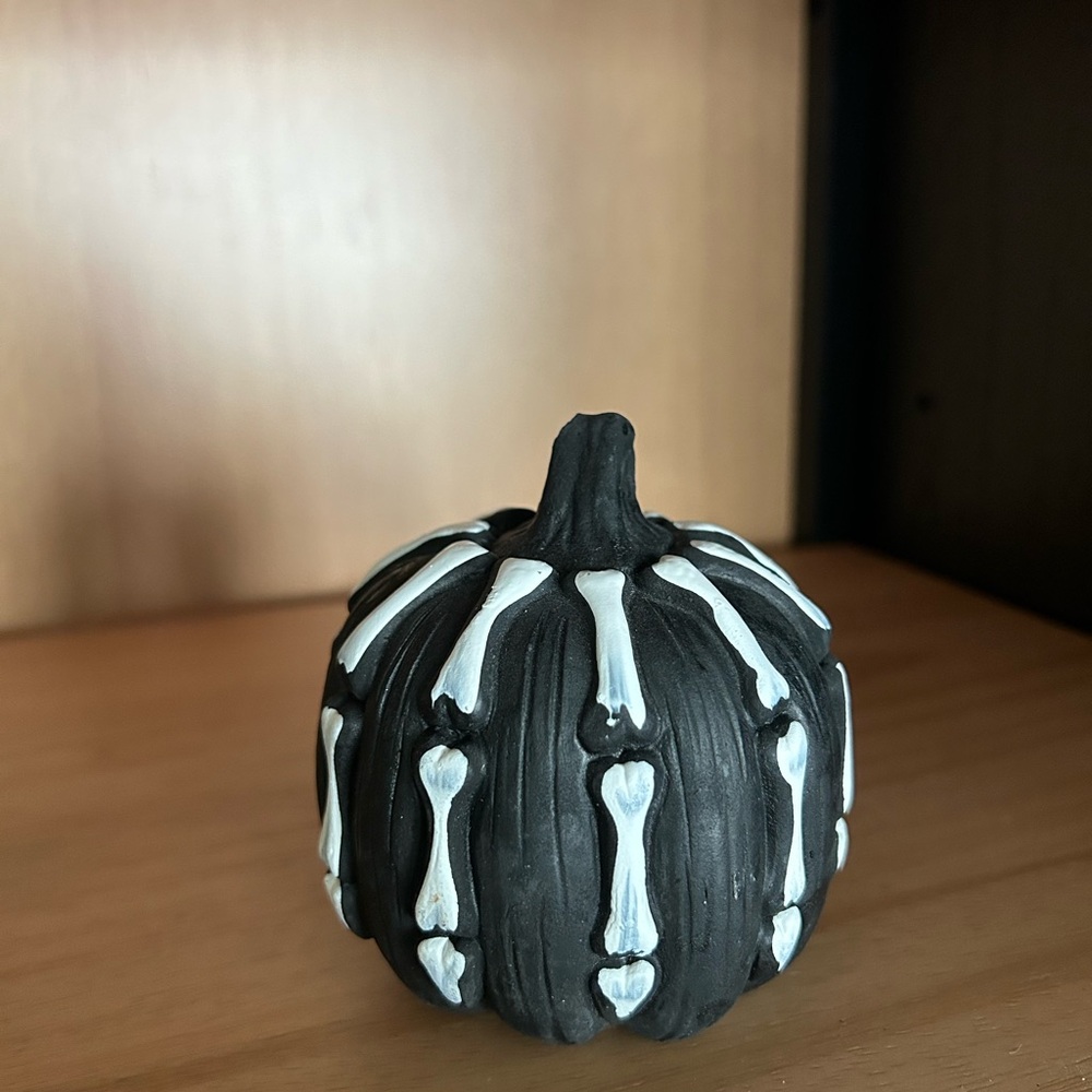 Black and White Skeleton Pumpkin Decor